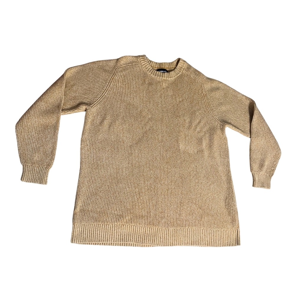 Lands End Drifter Sweater Mens XXL Tall Tan Cotton Crewneck Pullover